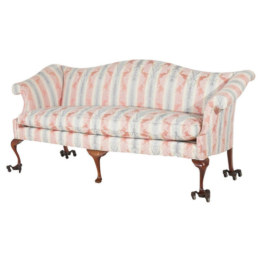 Vintage J. M. Walton Queen Anne Camel Back Upholstered Sofa 20thC