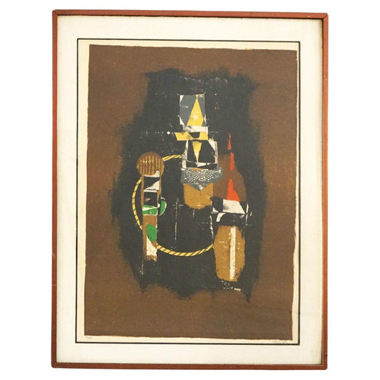 Mid Century Modern Framed Abstract Oil On Canvas Painting, Artist Signed, 20thC