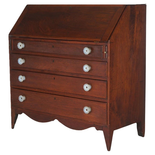 Antique Mahogany Hepplewhite Drop Front Desk with Graduated Drawers