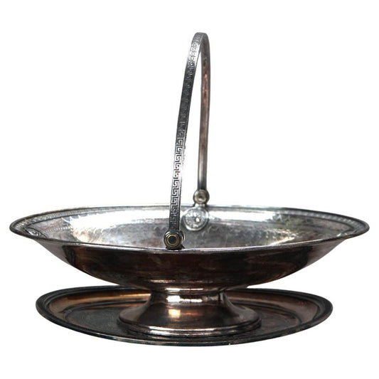Two Antique Silver Plate Serving Pieces, Basket & Platter C1890
