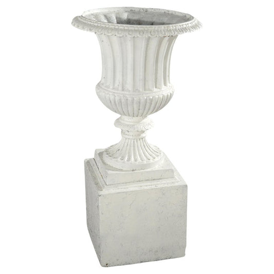 Antique Classical Grecian Form White Painted Cast Iron Garden Urn 20thC