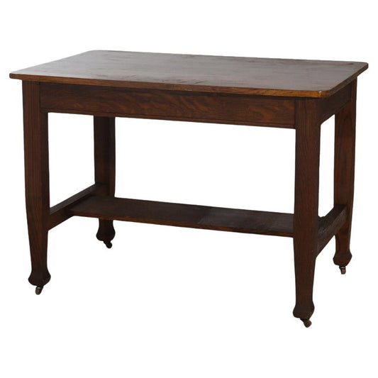 Antique Roycroft Inspired Mission Oak Single Drawer Desk C1920