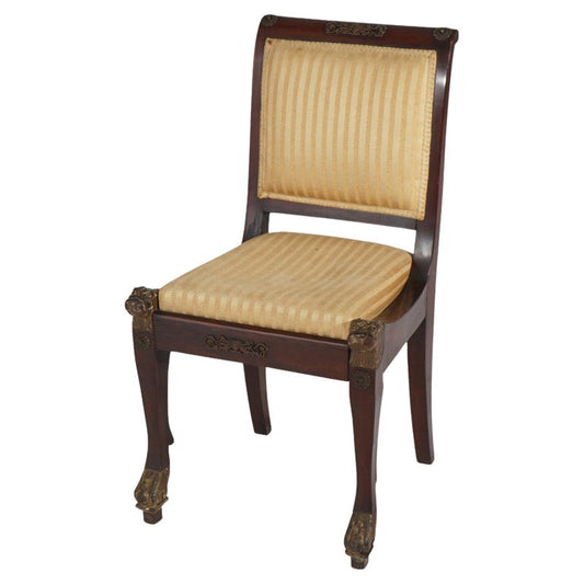 Antique French Empire Parcel Gilt Mahogany & Ormolu Chair with Figures c1820