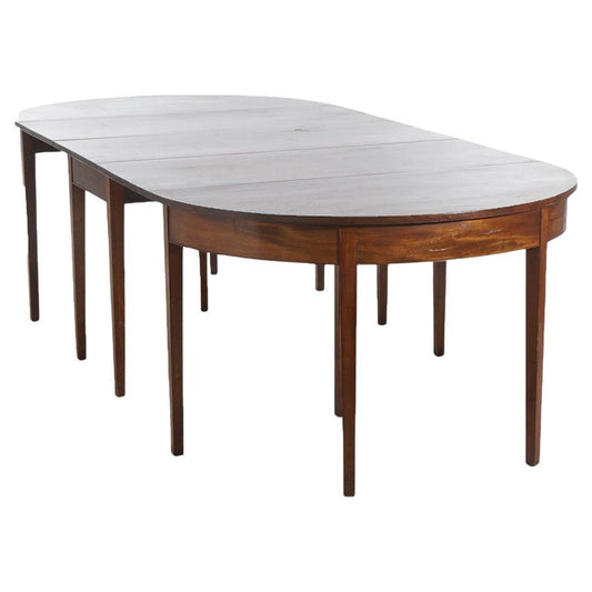 Antique Hepplewhite Three Section Mahogany Banquet Table c1830