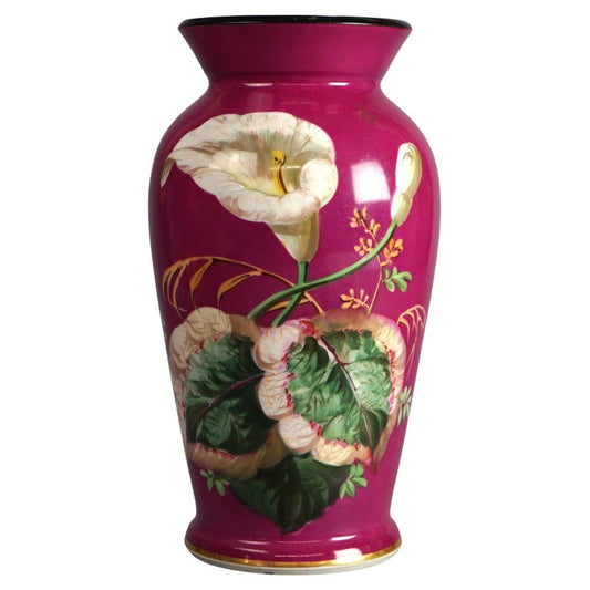 Antique Old Paris Floral Decorated & Gilt Porcelain Vase C1890