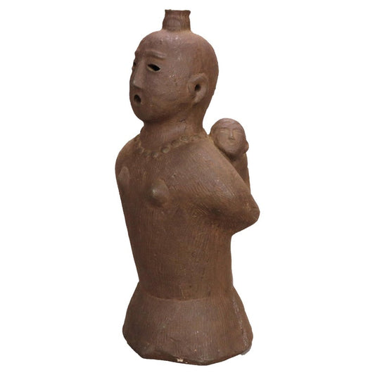 Antique Japanese Pottery Effigie Sculpture of a Woman & Child 18thC