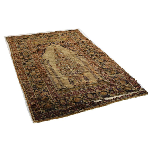 Antique Persian Silk Prayer Rug with Tree of Life 18thC