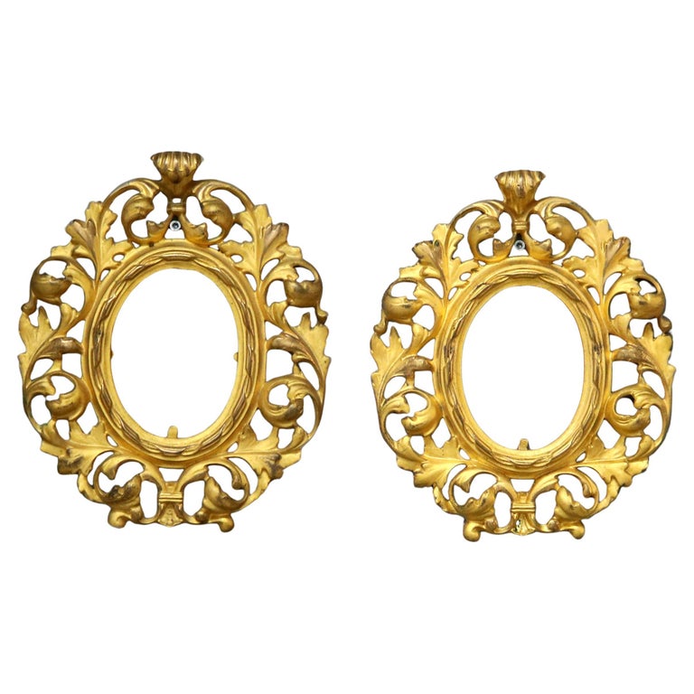 Pair of Antique Rococo Gilt Bronze Foliate Form Picture Frames C1900