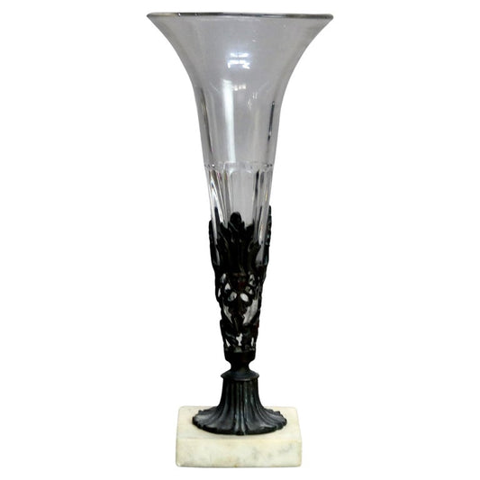 Antique Glass, Bronze and Marble Figural Vase C1890