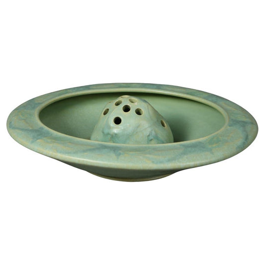 Two Pieces of Antique Arts & Crafts Art Pottery Low Bowl and Flower Frog C1920