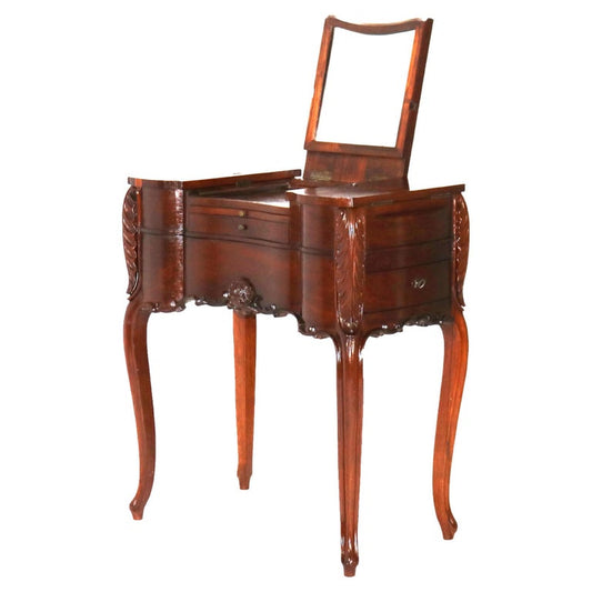 Antique French Victorian Louis XV Style Rosewood Mirrored Vanity C1880