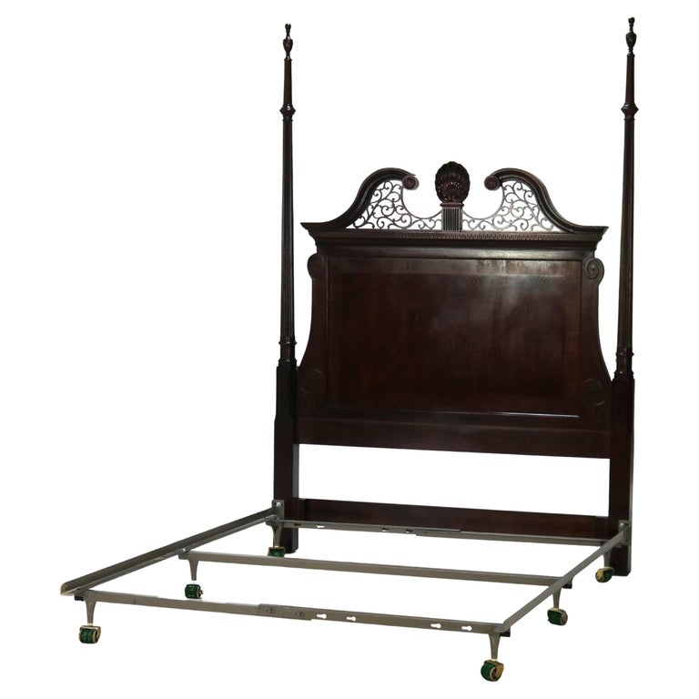 Century Chippendale Style Mahogany Queen Sized Bed Headboard 20thC