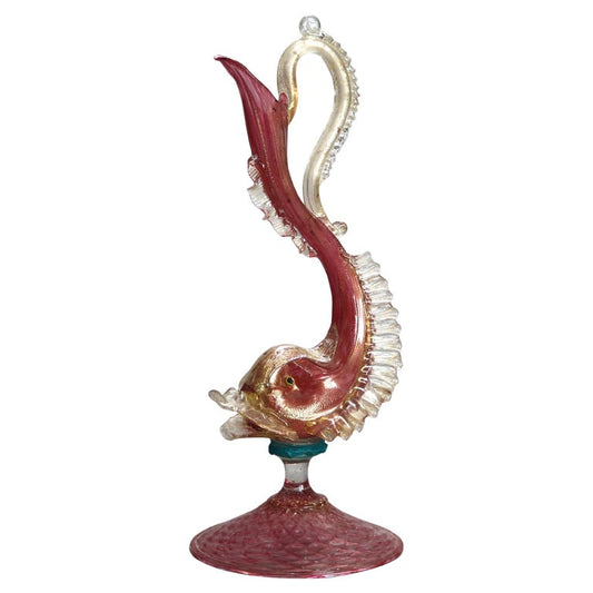 Antique Venetian Art Glass Figural Fish Vase C1920