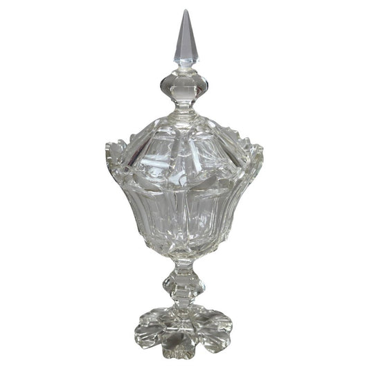 Antique Emhart Cut Glass Lidded Compote C1840