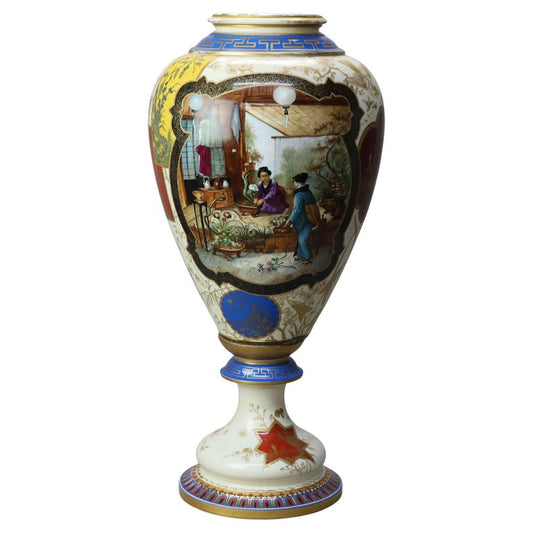 Large Antique Sevres Aesthetic Japonesque Porcelain Floor Vase “The Vatican”