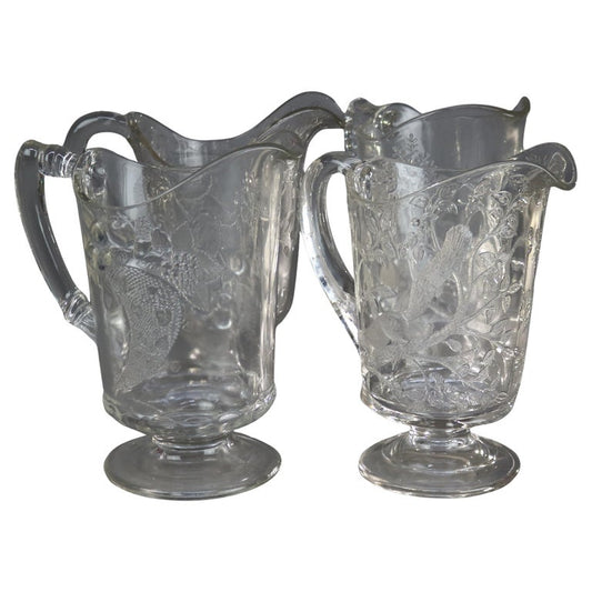 Four Antique Pressed Glass Water Pitchers 19thC