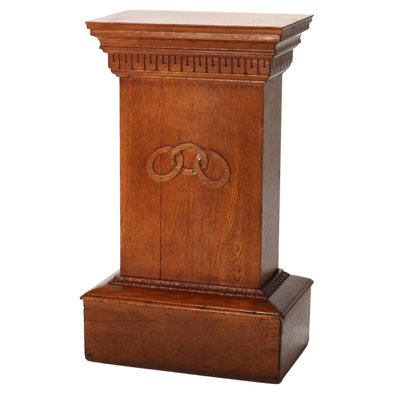 Antique Carved Oak Mixing Stand & Cabinet C1920