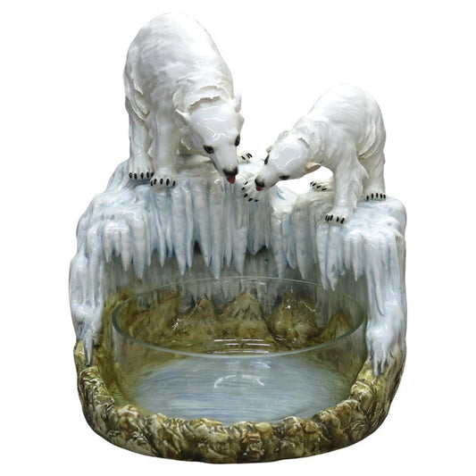 Antique Capodimonte Porcelain And Glass Polar Bear Centerpiece C1900