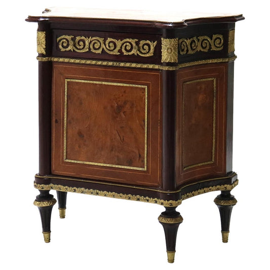 French Louis XVI Rosewood, Kingwood Marquetry & Ormolu Side Cabinet 20thC