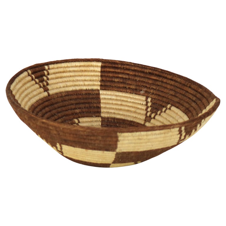 Vintage Southwest Native American Woven Reed Basket 20thC