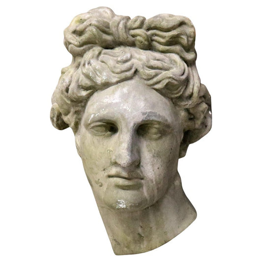 Vintage Classical Plaster Wall Sculpture, Head of Michelangelo's David C1930