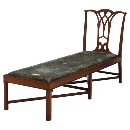 Vintage Nathan Margolis Chippendale Mahogany Ribbon Back Long Bench C1950