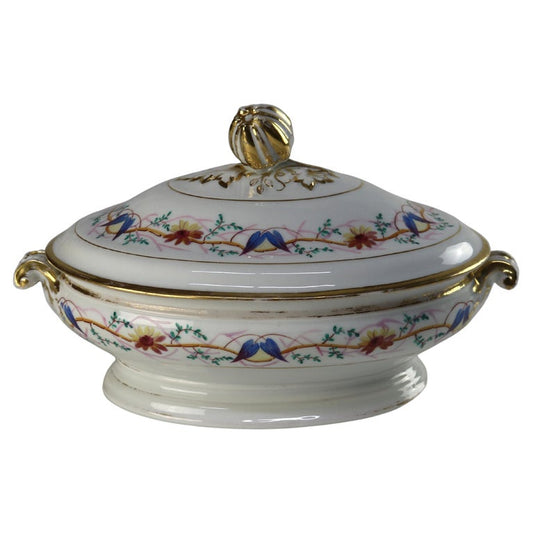 Antique French Limoges Hand Painted Foliate & Gilt Porcelain Terrine C1900