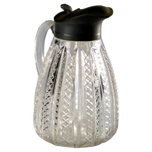 Pressed Glass Syrup Pitcher with Zipper Pattern C1900