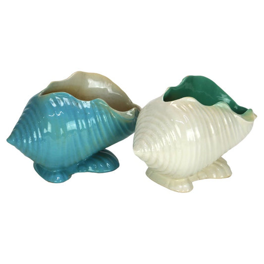 Pair of Roseville Art Pottery Glazed Seashells Mid 20thC