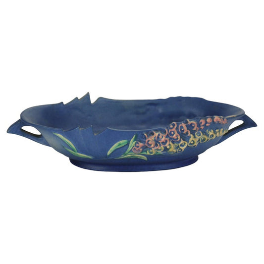 Roseville Art Pottery Blue Console Bowl With Foxglove Pattern Mid 20thC