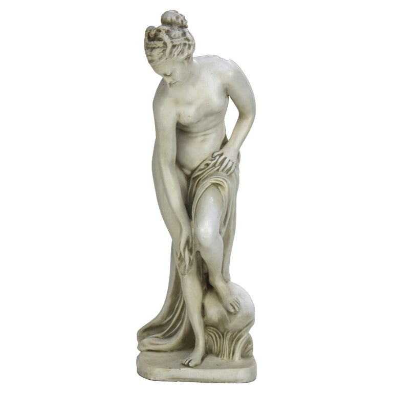 Antique Neoclassical 34” Plaster Sculpture of a Nude Woman C1920