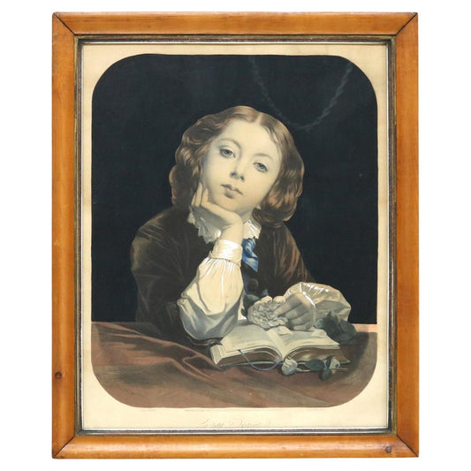 Late Victorian Lithograph of Girl & “Le Petit Distrait” Signed Emile Lassalle