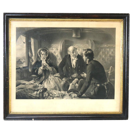 Antique Black & White Print of Abraham Solomon’s Painting “The Return" c1857