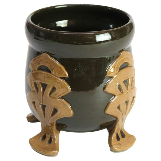 Antique Danish Art Nouveau Footed Pottery Vase Signed C1910
