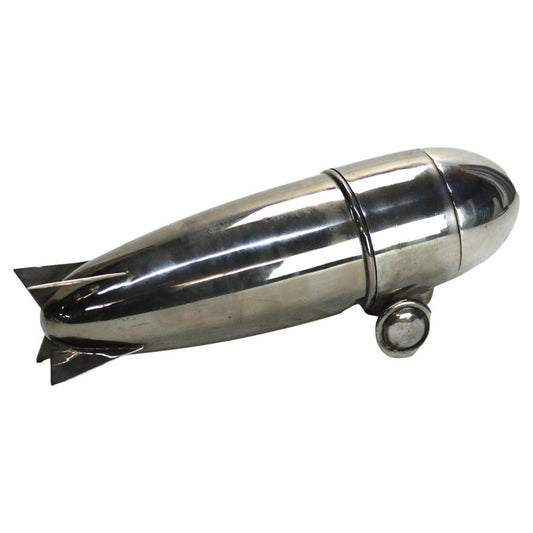 Vintage Mid Century Modern Silver Plated Chrome Zeppelin Cocktail Shaker c1940