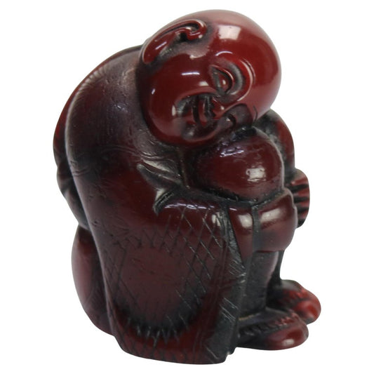 Antique Carved Amber Netsuke Buddha Figure C1900