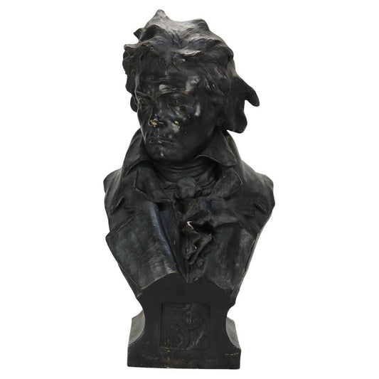 Antique Terra Cotta Life Sized Bust of Beethoven Signed C1890