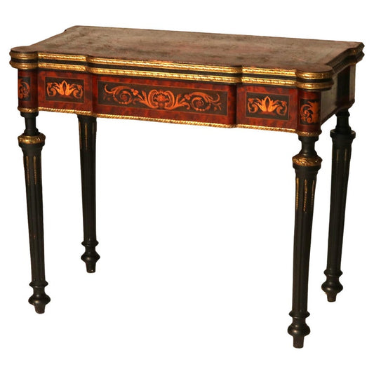Brooks School Renaissance Revival Carved Walnut Burl & Marble Parlor Table c1880