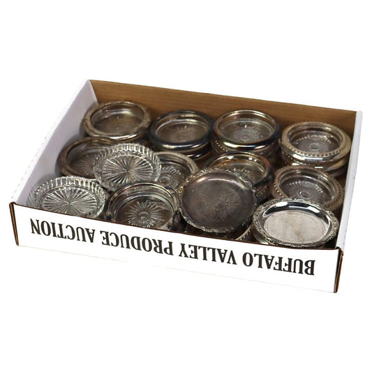 32 Italian Crystal & Silver Plated Coasters C1920
