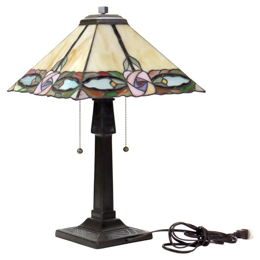 Arts & Crafts Leaded Stained Glass Table Lamp 20thC