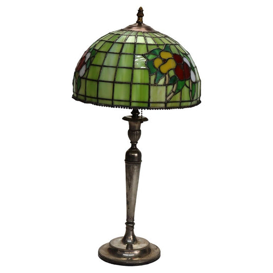 Arts & Crafts Leaded Stained Glass Table Lamp 20thC