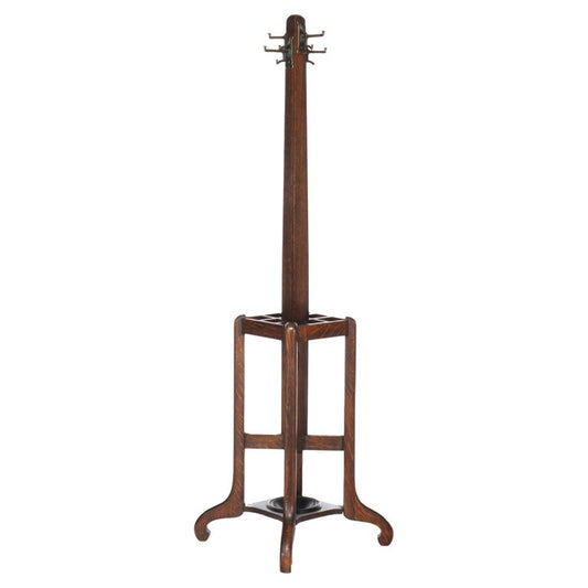 Antique Stickley School Arts & Crafts Oak Hat Rack & Umbrella Stand C1920
