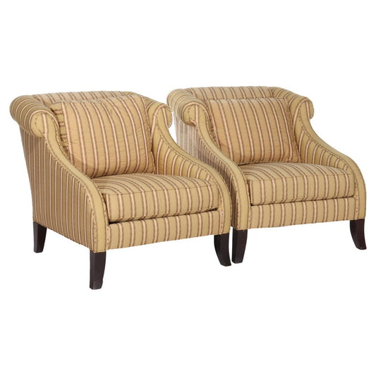 Pair of Vintage Drexel Heritage Oversized Fireside Lounge Chairs 20thC