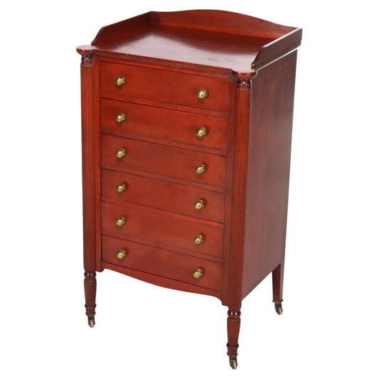 Antique Sheraton Style Mahogany Six Drawer Lingerie Chest C1900