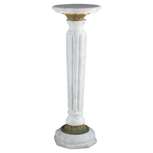 Antique Neoclassical Marble & Ormolu Bronze Sculpture Pedestal c1890