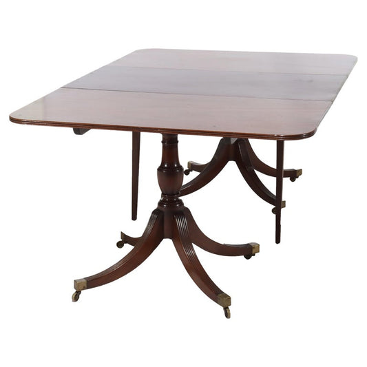 Duncan & Phyfe Style George III Mahogany Banquet Table with Three Leaves c1820