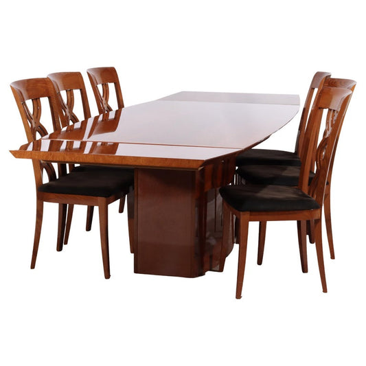 Mid Century Modern French Polished Italian Teakwood Dining Set c1970