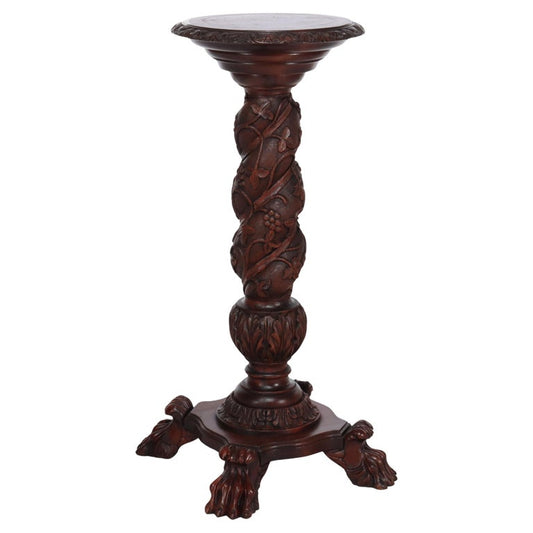 Rococo Grape & Leaf Clawfoot Carved Mahogany Claw Foot Sculpture Pedestal c1890