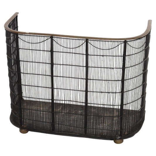 Antique Victorian Wire & Brass Fireplace Screen C1890