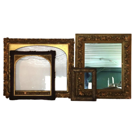 Three Antique Victorian Gilt Wood Frames & 1 Antique Victorian Mirror c1890